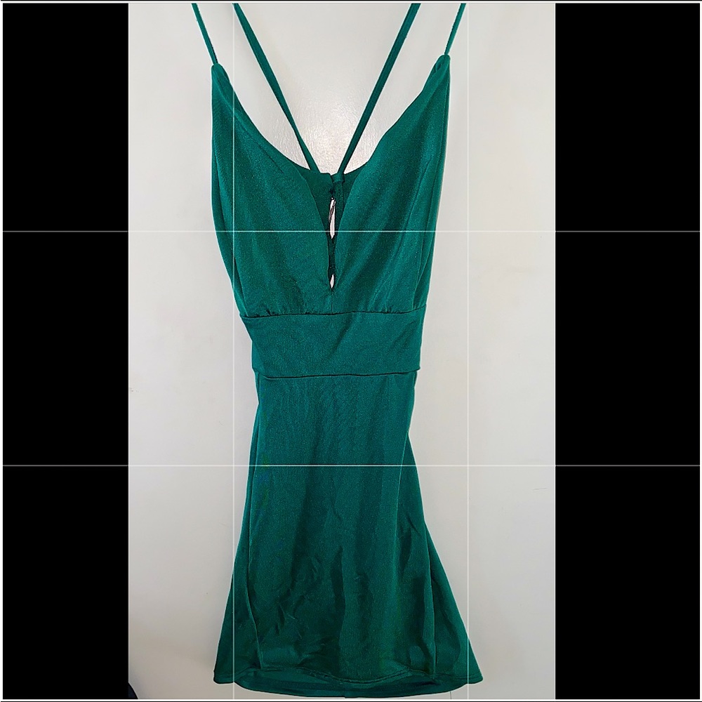 Emerald green silk dress S
